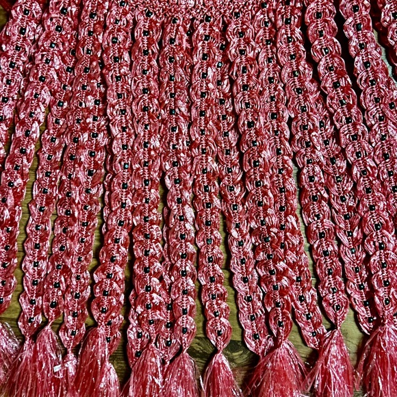 Handmade • Waist: 40-60” (Adjustable) • Pink Plastic Crochet W/ Black Bead Skirt - Picture 12 of 13